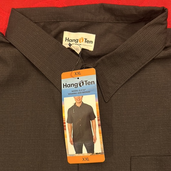 Hang ten Island Camp shirt short sleeve button down size XXL color black NWT - Picture 3 of 7